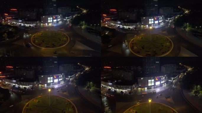 乐山广场转盘夜景航拍