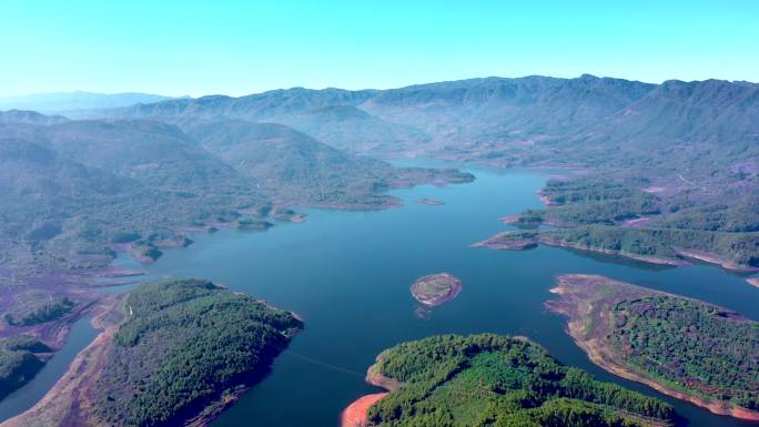 绿化 湖泊 地貌 航拍 风景