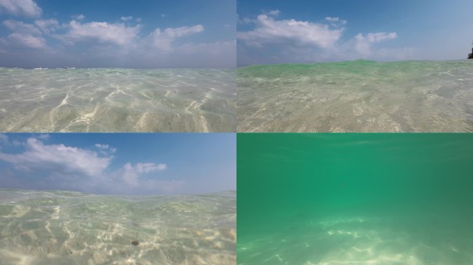 海滩清澈透明的水下摄影