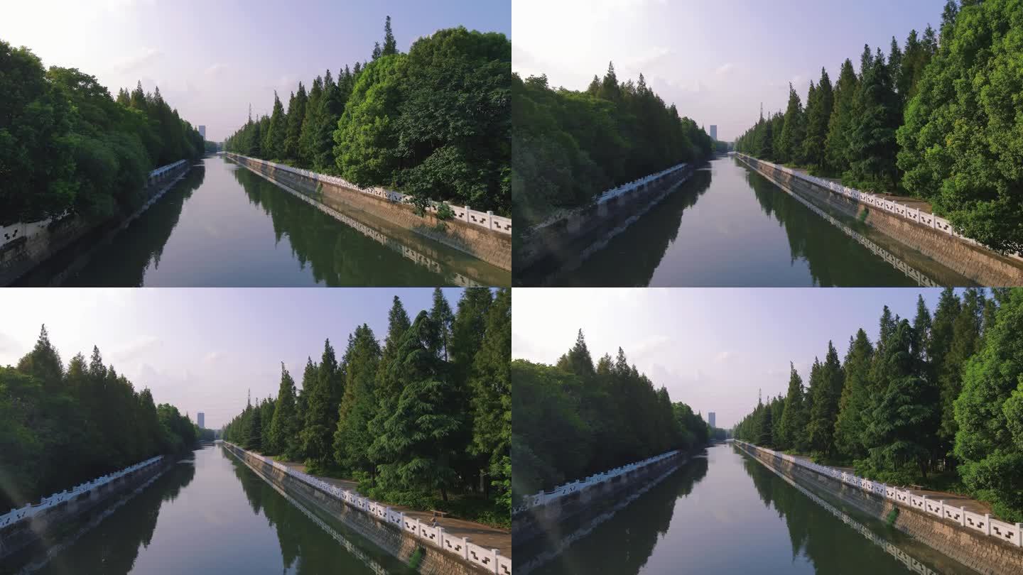 4k-低角度航拍穿过林间小河