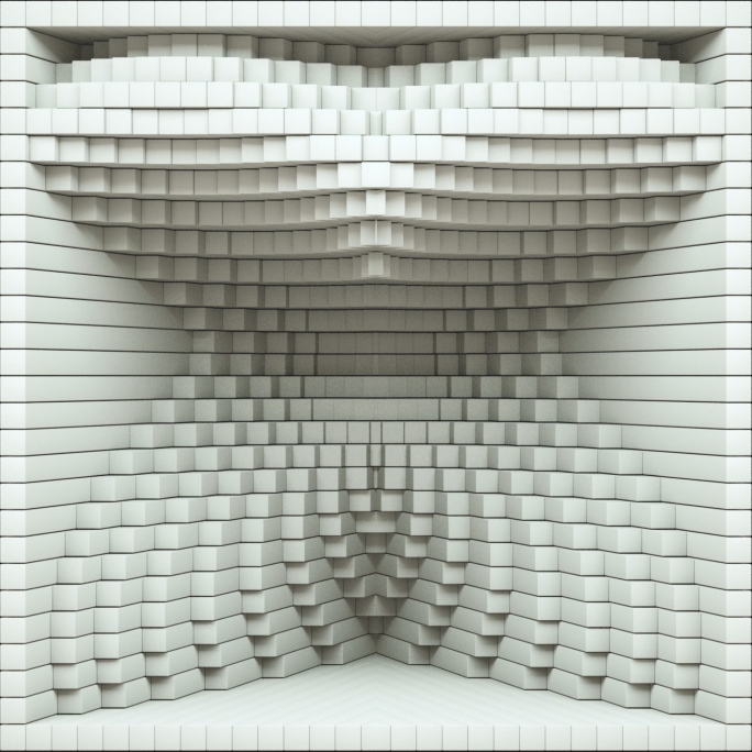 【裸眼3D】白色艺术方块排列立体空间盒子