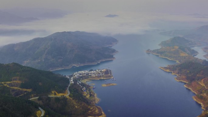 4K延时航拍百色隆林万峰湖日出云海