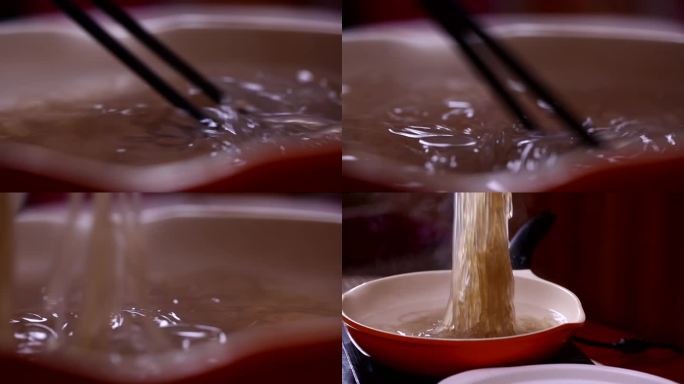 【镜头合集】水中泡发的酸辣粉绿豆粉红薯2