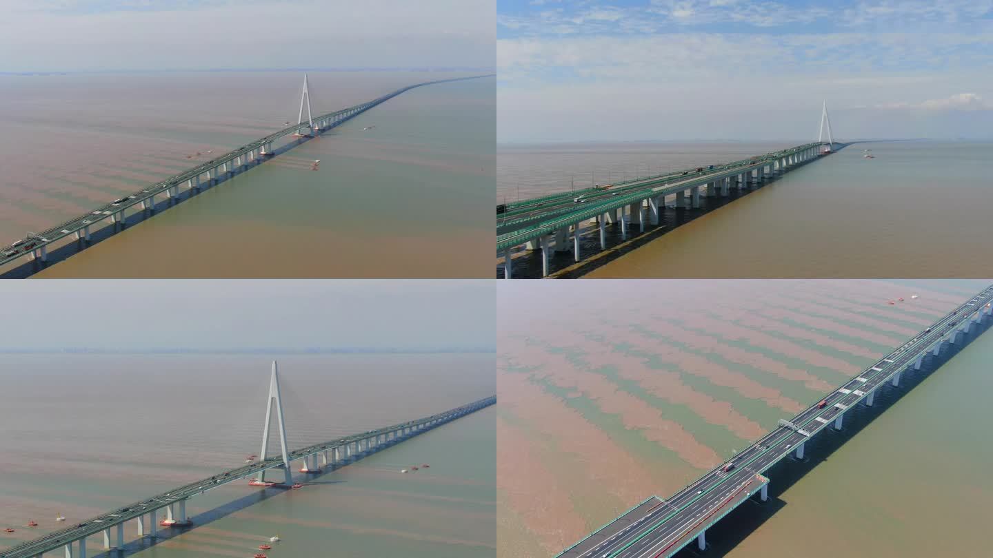 宁波慈溪杭州湾跨海大桥海天一洲航拍