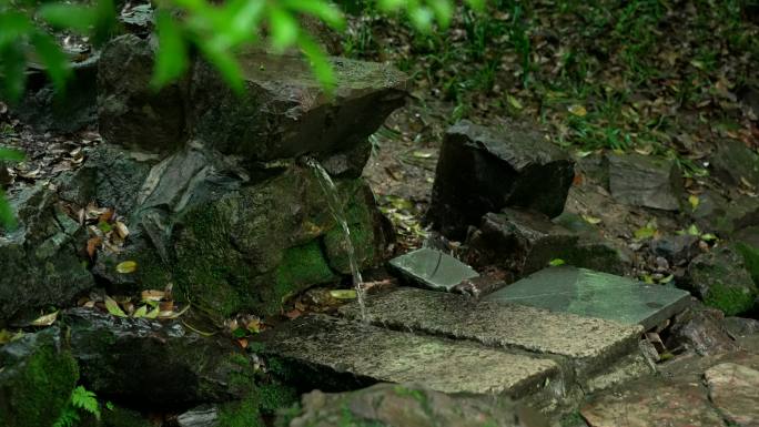 下雨天的杭州虎跑泉水