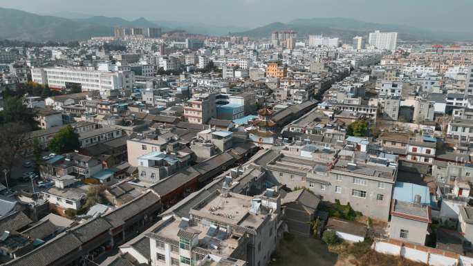 云南旅游风光祥云县钟鼓楼步行街周边街景