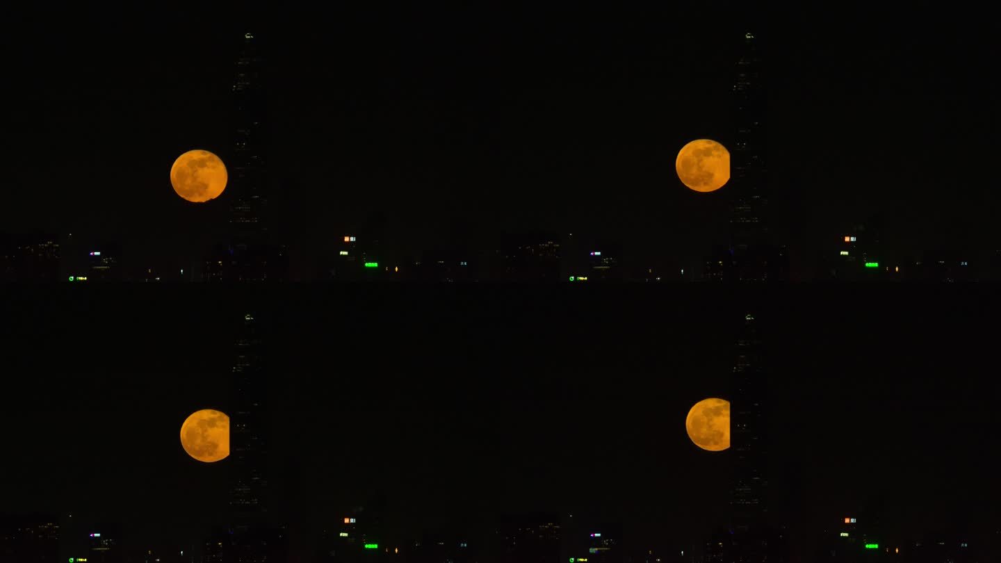 平安大厦满月穿楼延时摄影