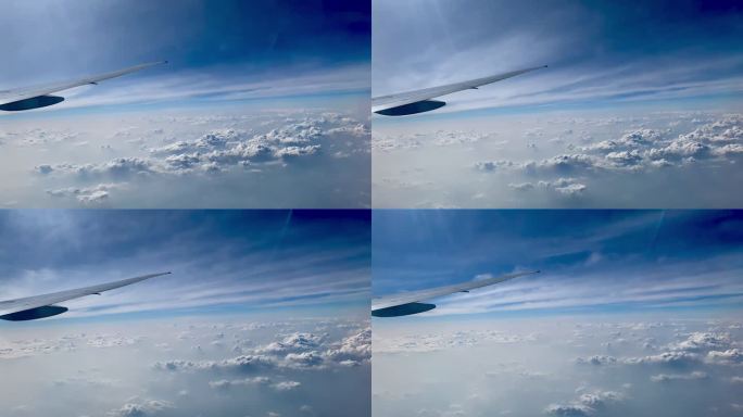 飞机飞越云层延时摄影