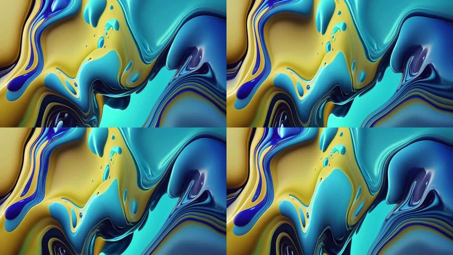 色彩流动 水墨碰撞 艺术抽象 河流概念
