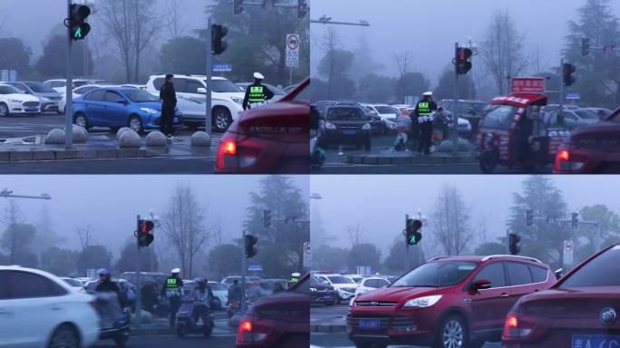 4K交警红绿灯路口