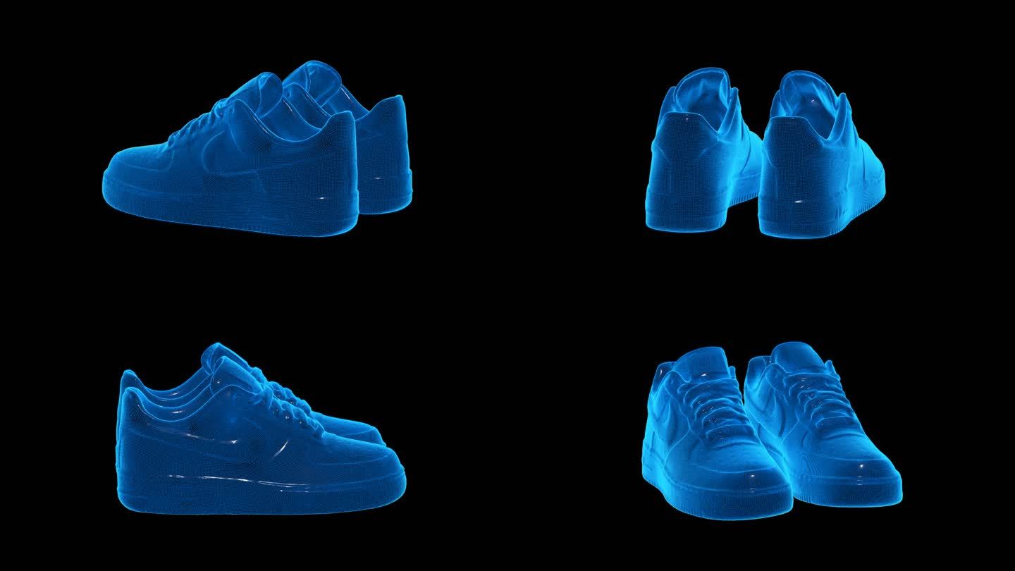 空军一号运动鞋蓝色科技线条通道素材