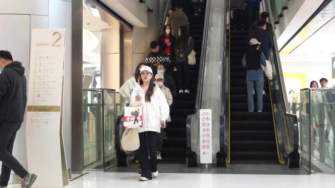 【超清视频】购物商场人流 手扶电梯