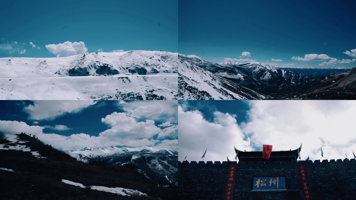 【4K】雪山太阳延时白云飞逝