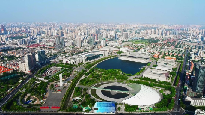 天津市民广场全景，天津城市大景