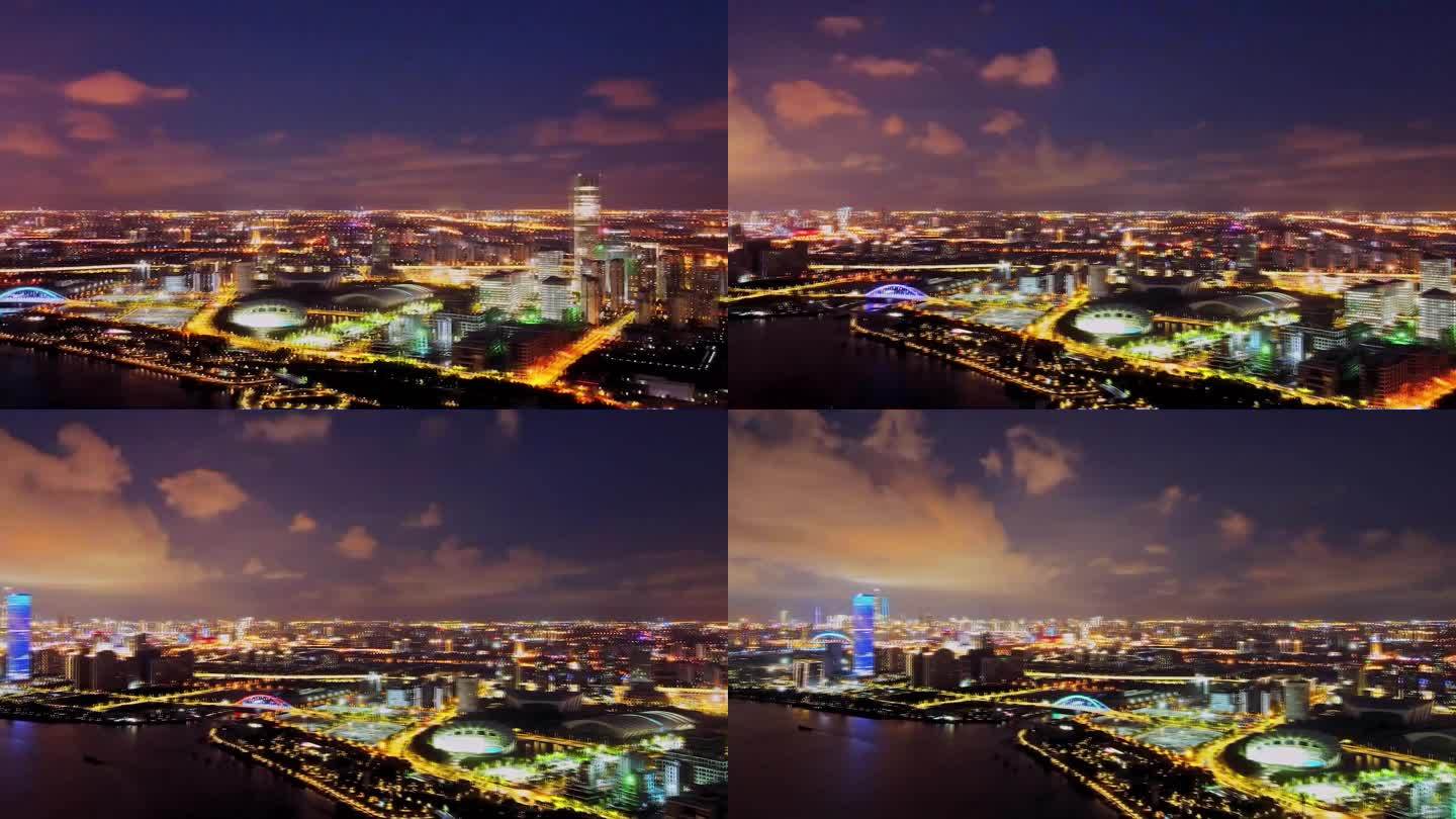 4k-高清航拍-夜景-上海徐汇滨江江景