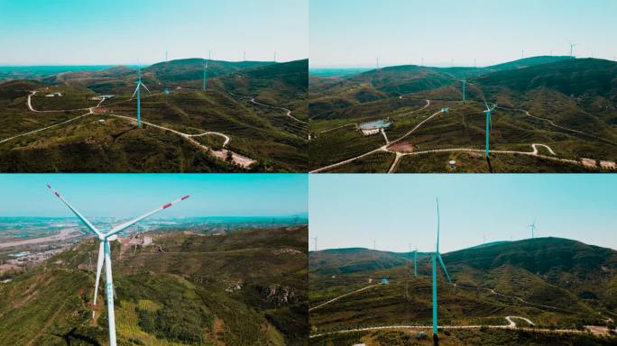 4K城市风光-航拍-宜阳-风力发电机