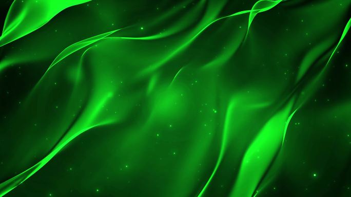 4K绿色绸缎光斑粒子闪烁背景无缝循环