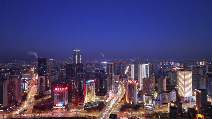 4K沈阳青年大街金廊CBD城市建筑夜景