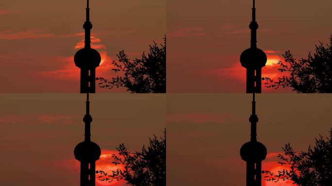 上海日落 东方明珠塔