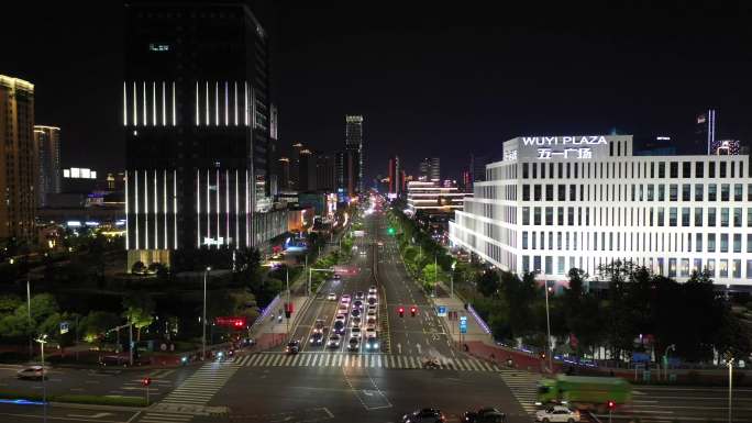 宁波五一广场夜景航拍