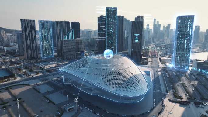 4K科技城市智慧城市光线穿梭信息化数字化