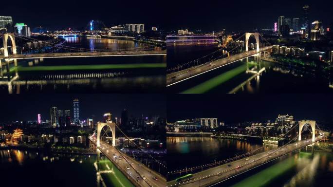 柳州夜景宏光大桥航拍