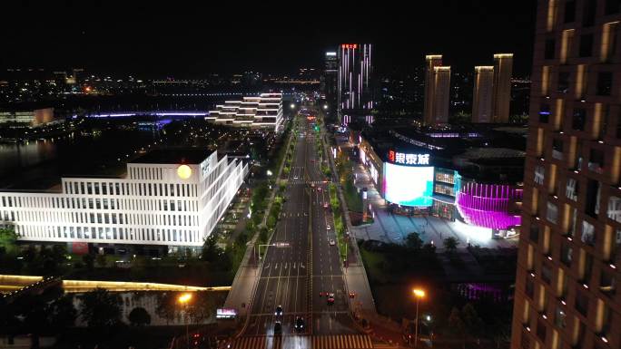 宁波五一广场夜景航拍