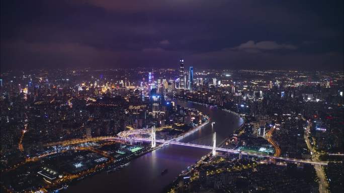 上海夜景航拍全景延时