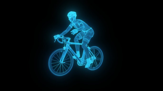 蓝色全息线框自行车【带通道】