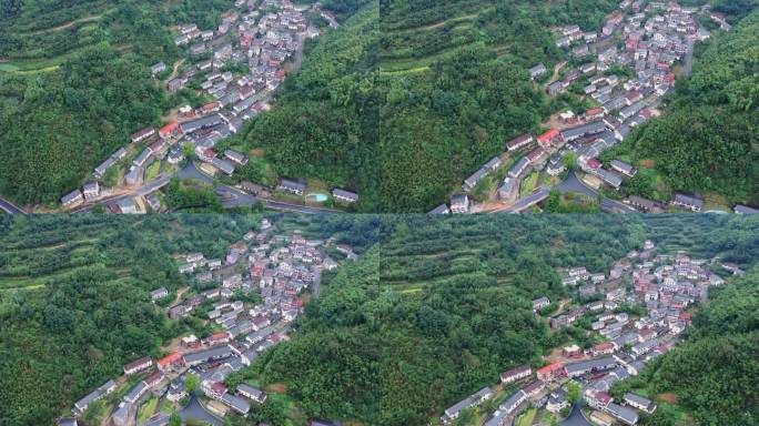 航拍大山里的农村