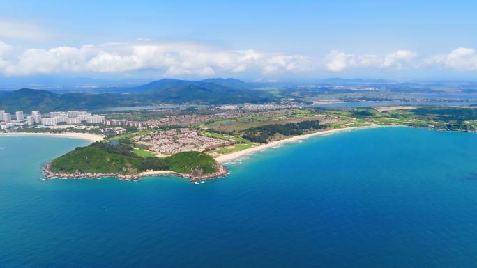 航拍大海海岸线海南