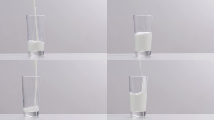 玻璃杯倒牛奶高清实拍素材