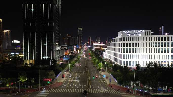 宁波五一广场夜景航拍