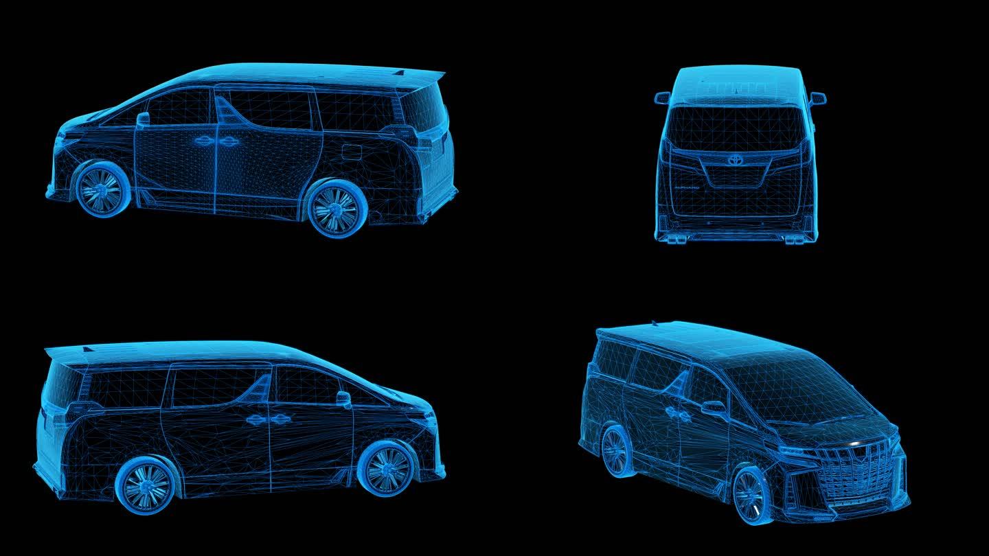 丰田埃尔法商务车蓝色科技线条通道素材