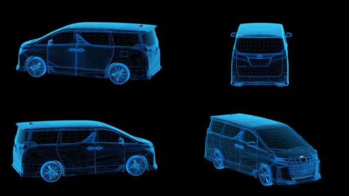 丰田埃尔法商务车蓝色科技线条通道素材