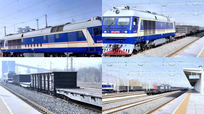 陕北神木火车站延时火车进出站台拍摄镜头