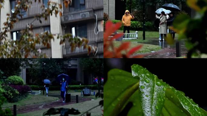 下雨天-路上各种行人