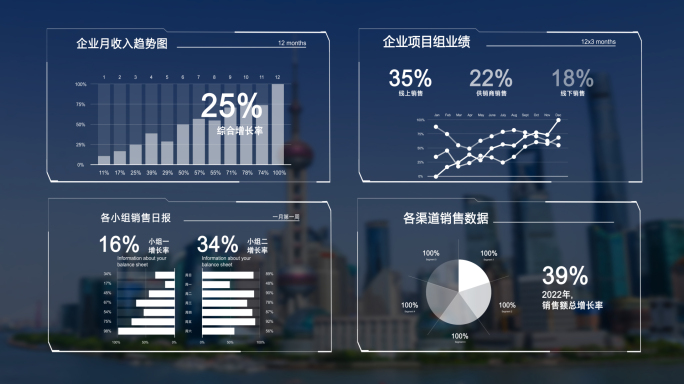 白色科技数据图表HUD