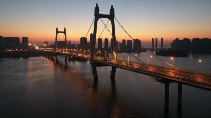 大桥清晨 三叉戟 湘江河