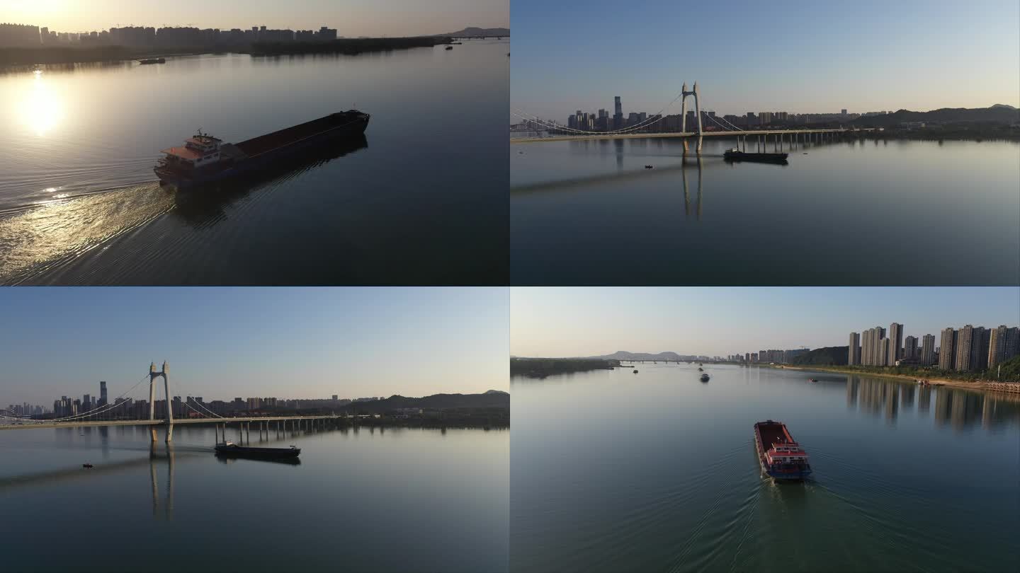 水面上行走的船只 城市生活 长沙湘江