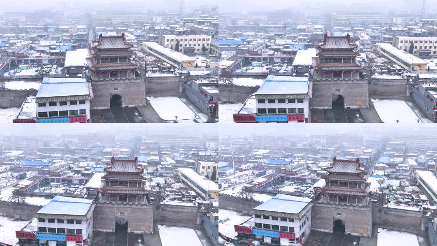 航拍山西忻州偏头关雪景