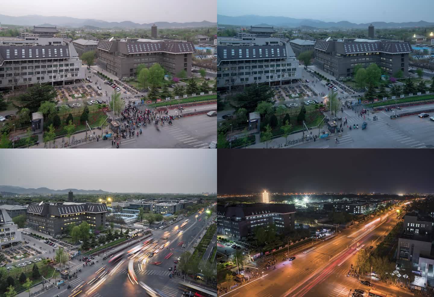 8k 北京大学东门延时摄影素材合集日转夜