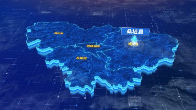 张家界市桑植县蓝色三维科技区位地图
