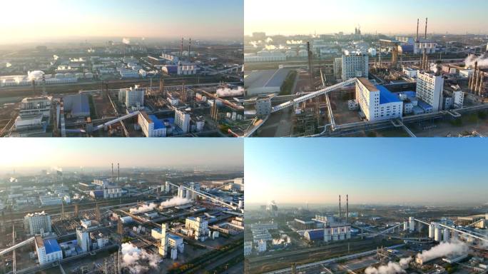 陕北神木化工企业产业园多角度4k航拍素材
