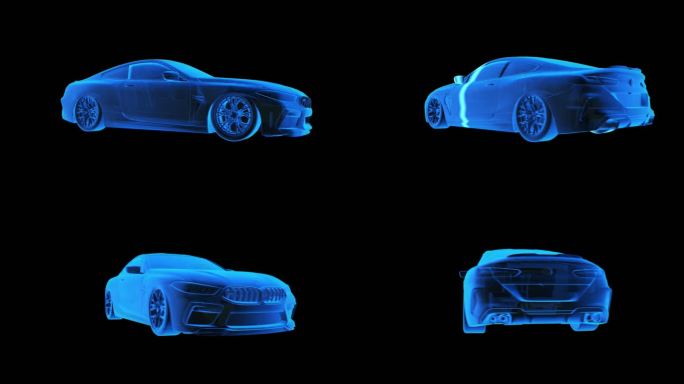 宝马BMW M8蓝色线条激光扫描通道素材
