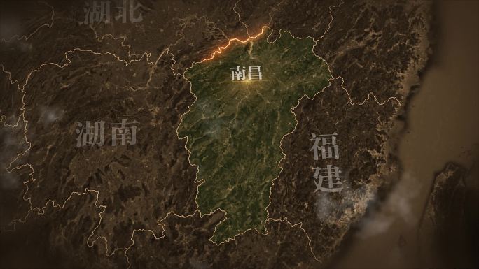 江西省复古历史地图地形图