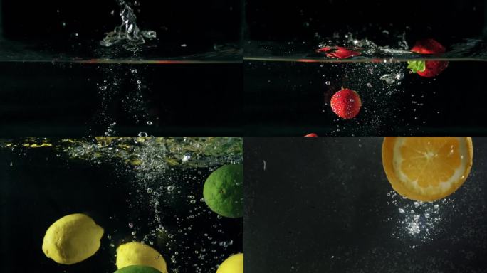 水果入水 升格慢镜头实拍