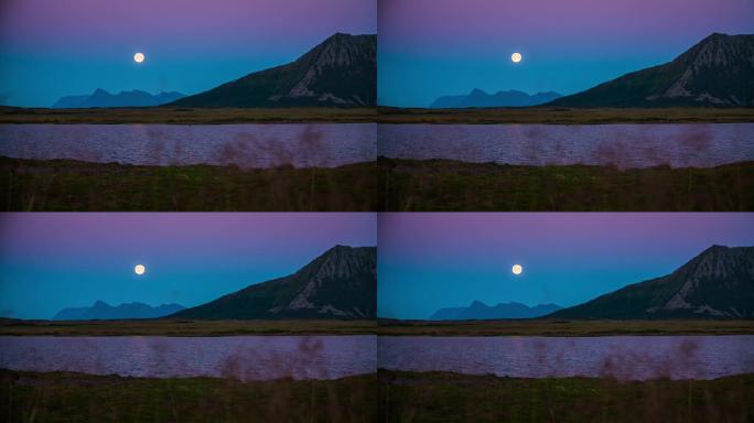 罗弗登群岛挪威的月光北极景观