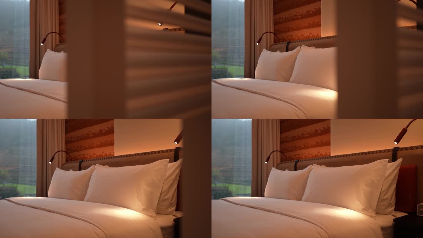 酒店卧室双人床