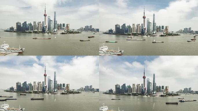 上海天际线/中国上海的T/L WS HA TU高角度视图